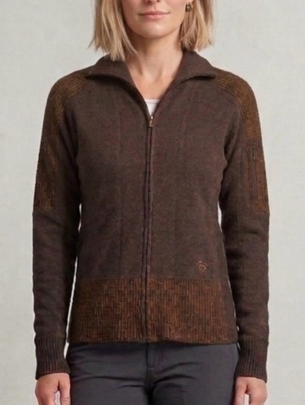 Like New MOUNTAIN HARDWEAR Sarafin Full Zip Sweater Jacket Brown L Worn 1x